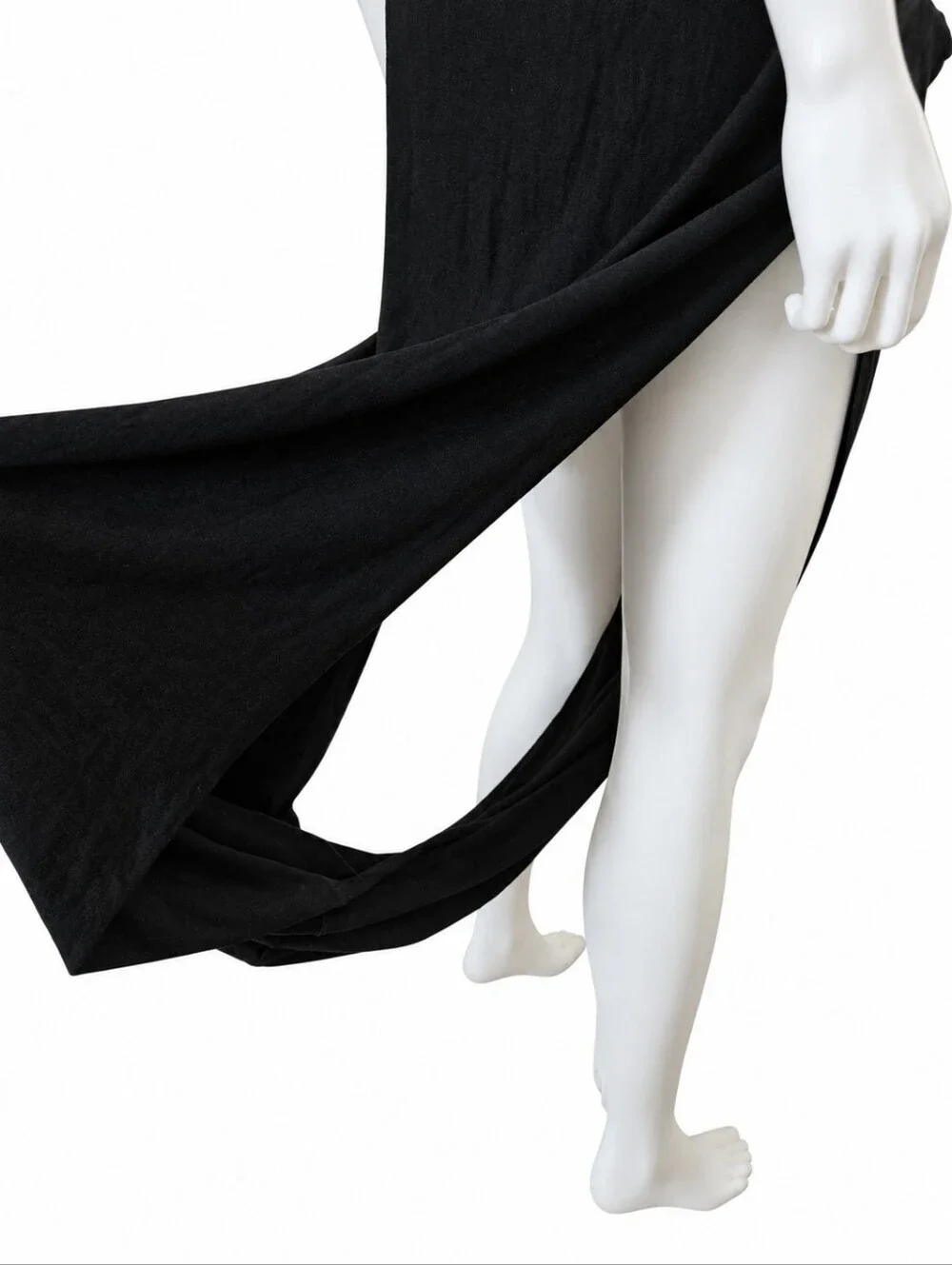 TOM FORD | Black Viscose Jersey Fishnet Cutout Maxi Dress Sample IT 36 XS